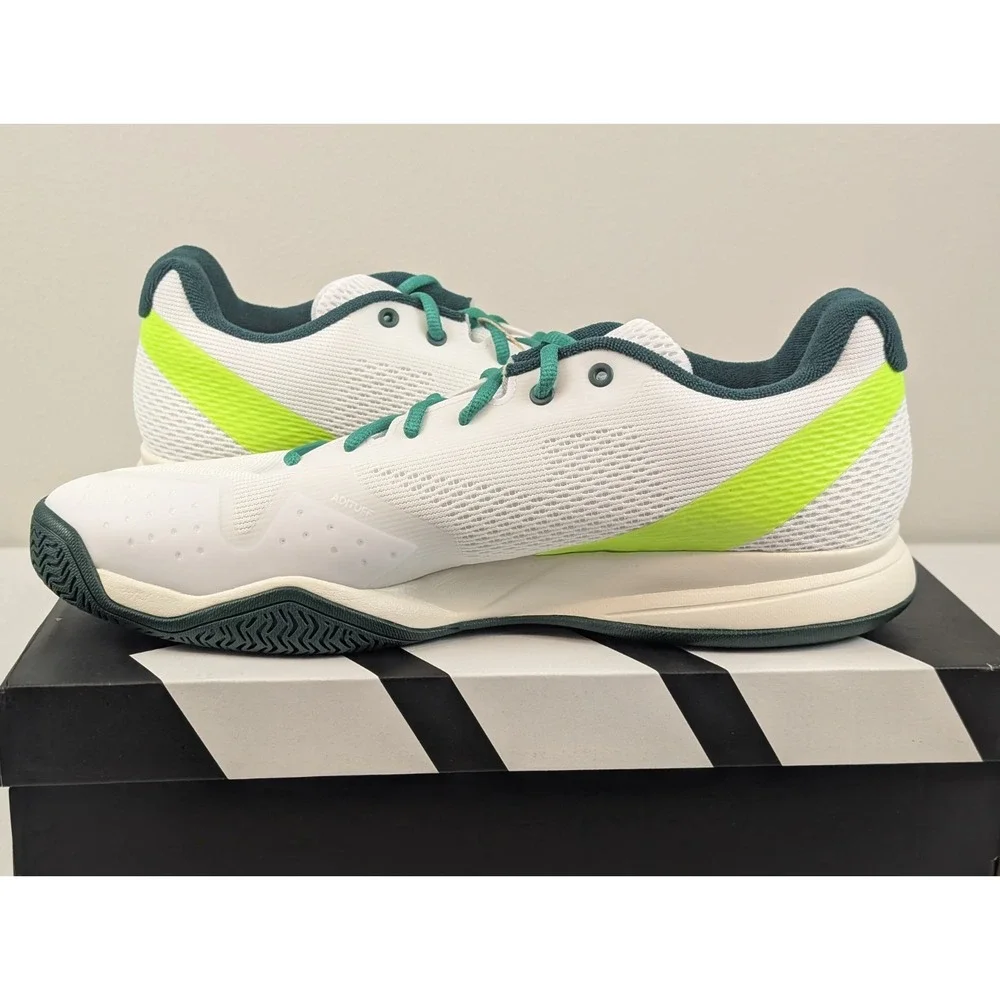 Adidas Courtflash Pickleball Mens 12 Tennis White Green Shoes Sneakers JQ0695